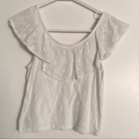 NWOT AE Lace Overlay Button Down Blouse - Picture 4 of 5